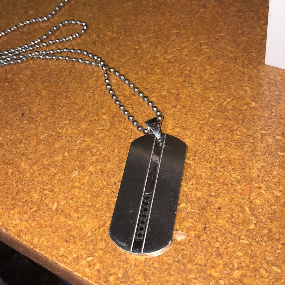 Dog Tag necklace Stainless Steel, 7 Black diamonds